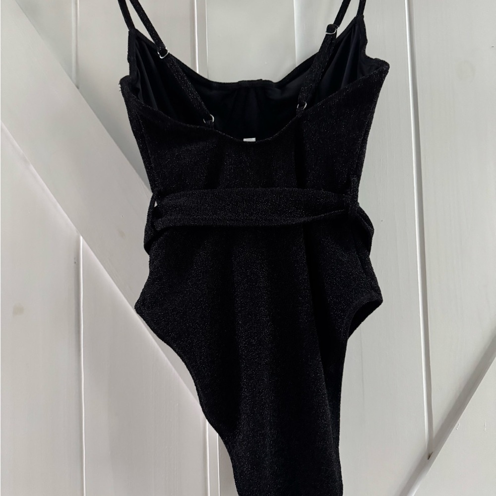 JONATHAN SIMKHAI Signature Noa Women’s Shimmery Black One Piece Swimsuit - Picture 4 of 10
